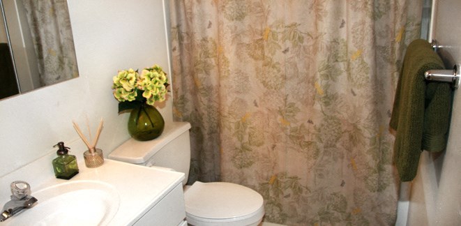 a bathroom with a toilet and a sink and a shower