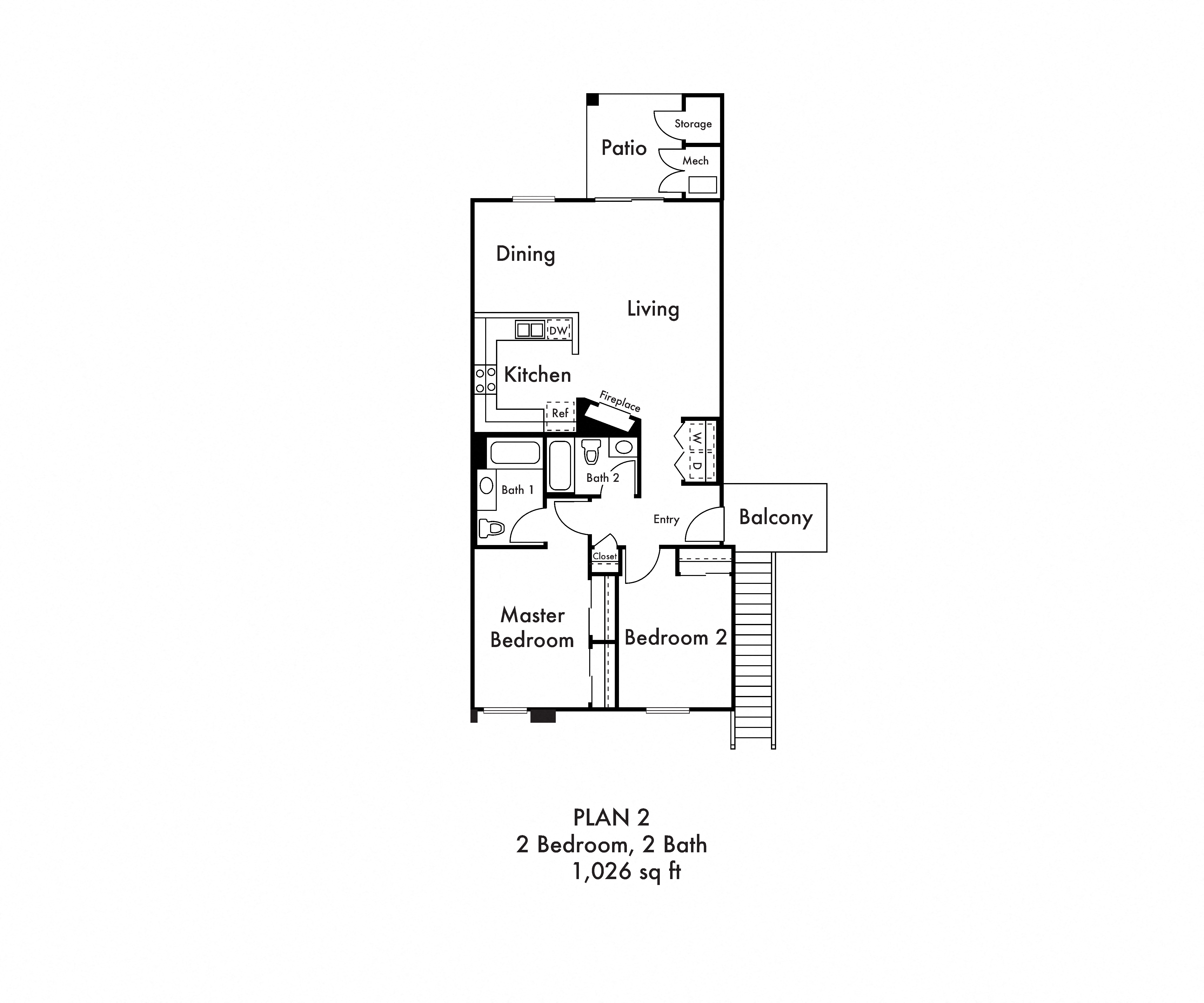 Hartford 2 Two Bedroom Two Bathroom Floor Plan
