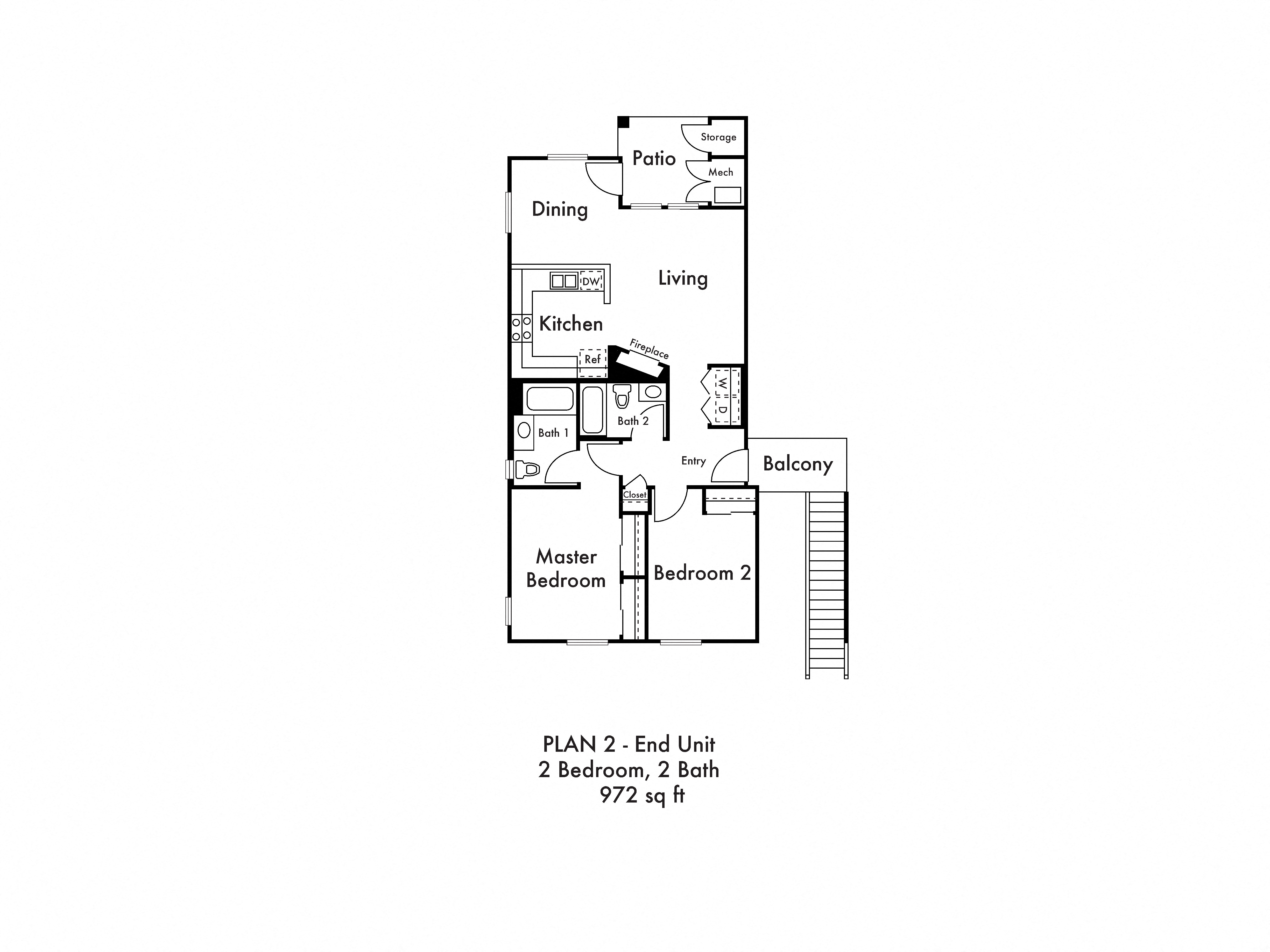 Hartford Two Bedroom Two Bathroom Floor Plan