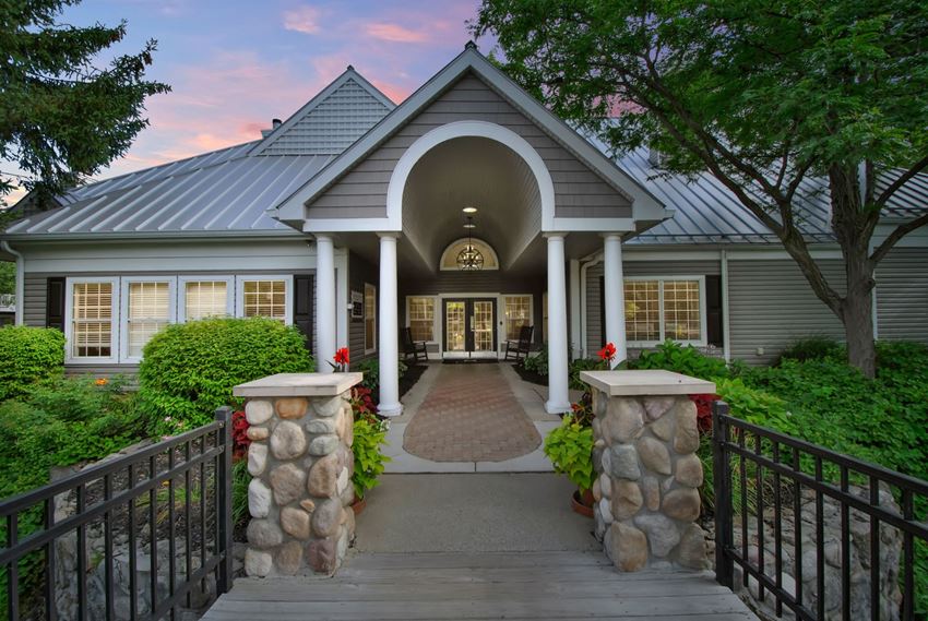 Clubhouse Entrance Exterior View at the Haven of Ann Arbor, MI, 48105 - Photo Gallery 1