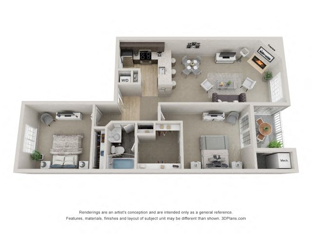 B4 3D Floor Plan at the Haven of Ann Arbor, MI, 48105