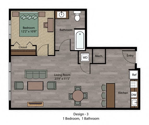 City Scape 1A Floorplan City Scape 1A Floorplan at Capitol District, Omaha, 68102