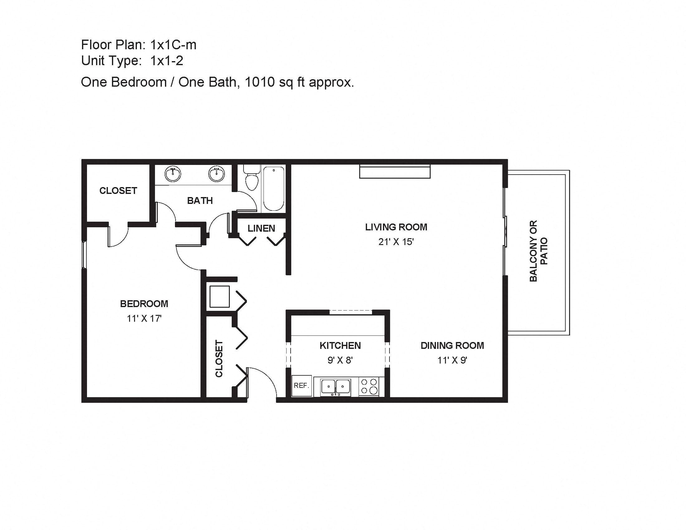 1x1C-m Floor Plan 5