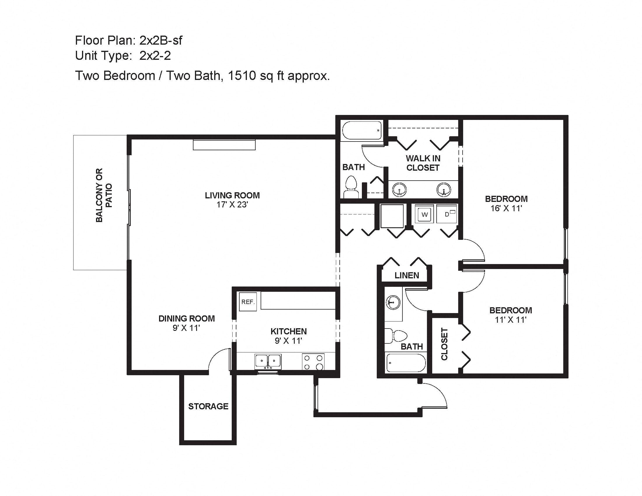 2x2B-sf Floor Plan 11