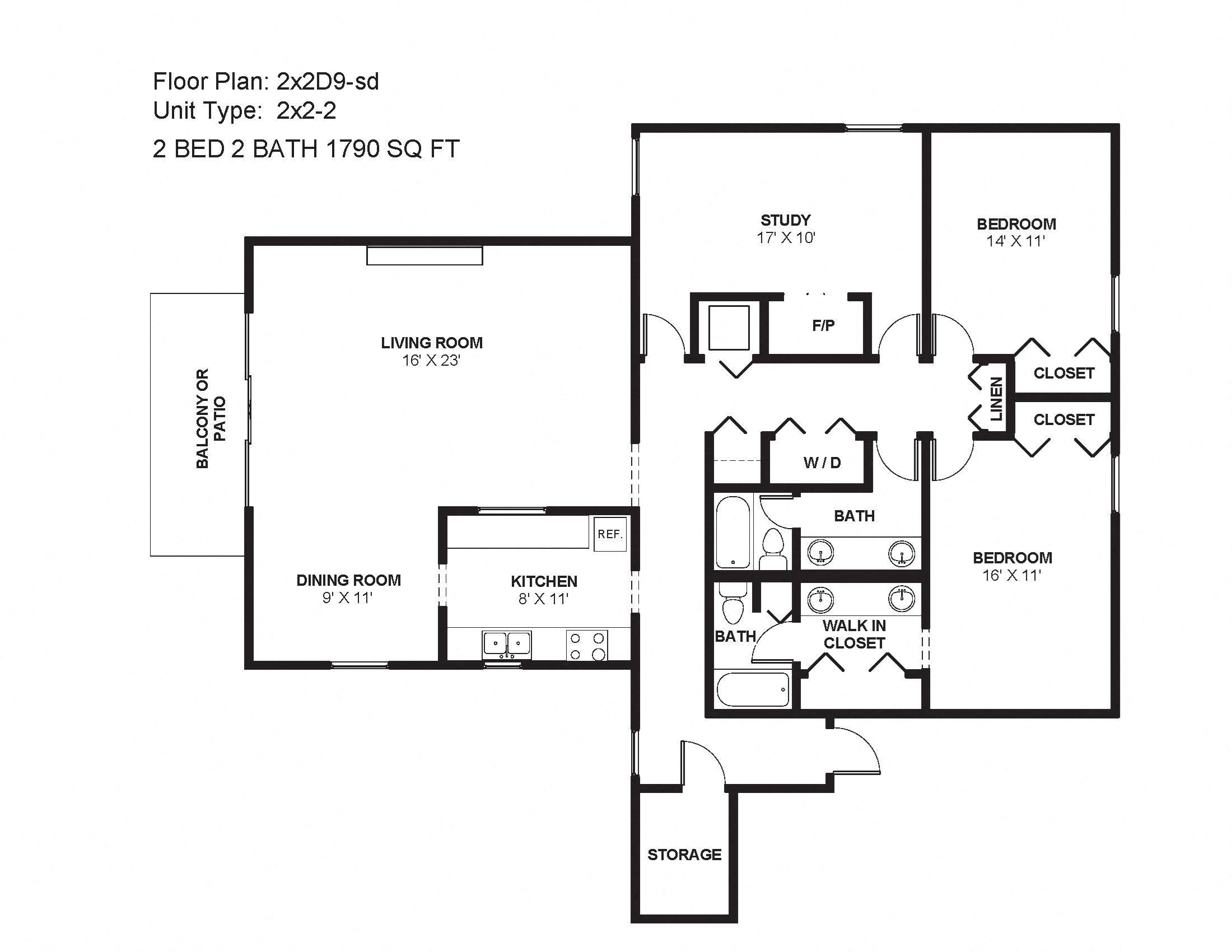 2x2D9-sd Floor Plan 25
