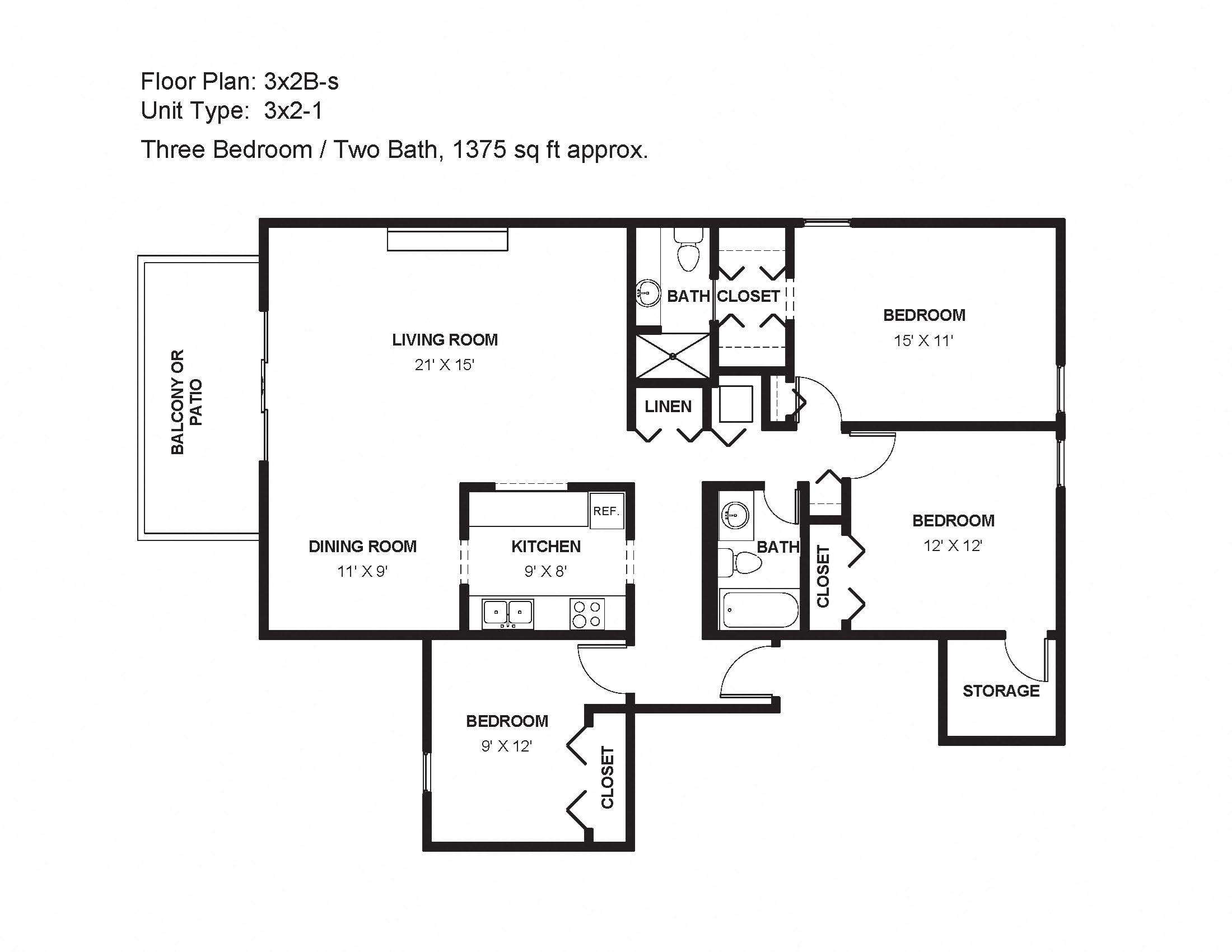 3x2B-s Floor Plan 32