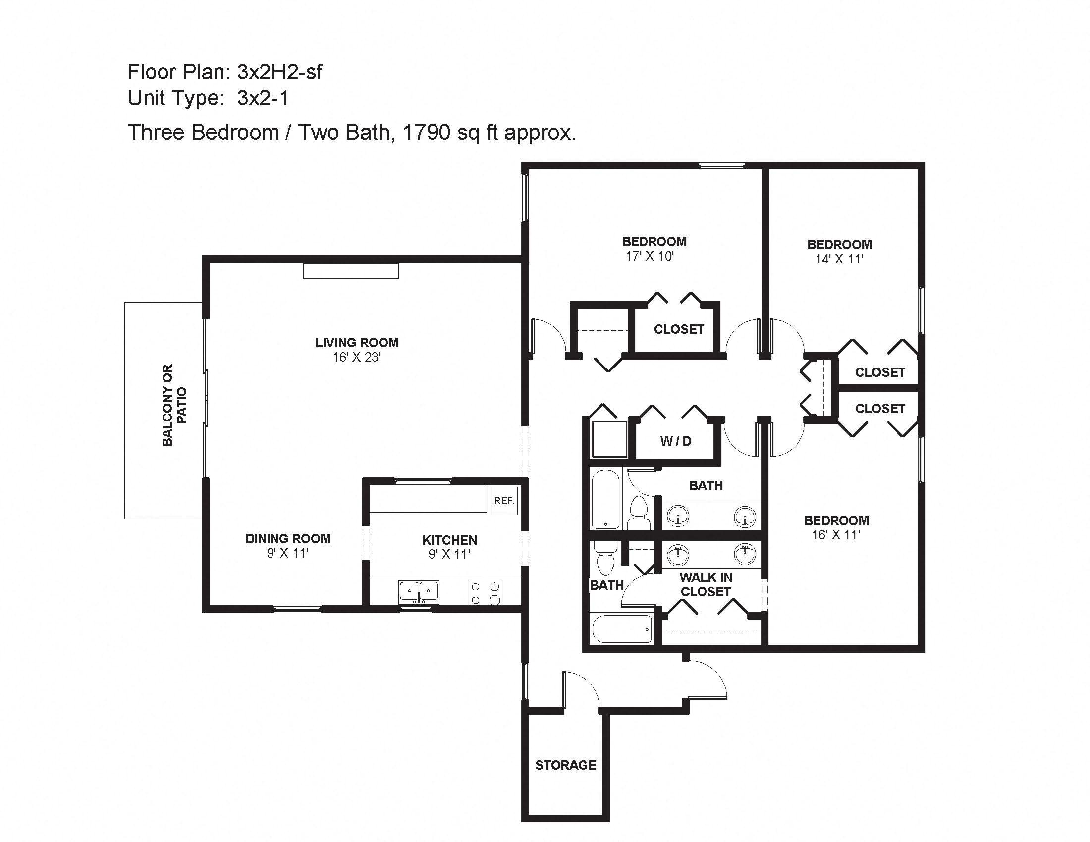 3x2H2-sf Floor Plan 35