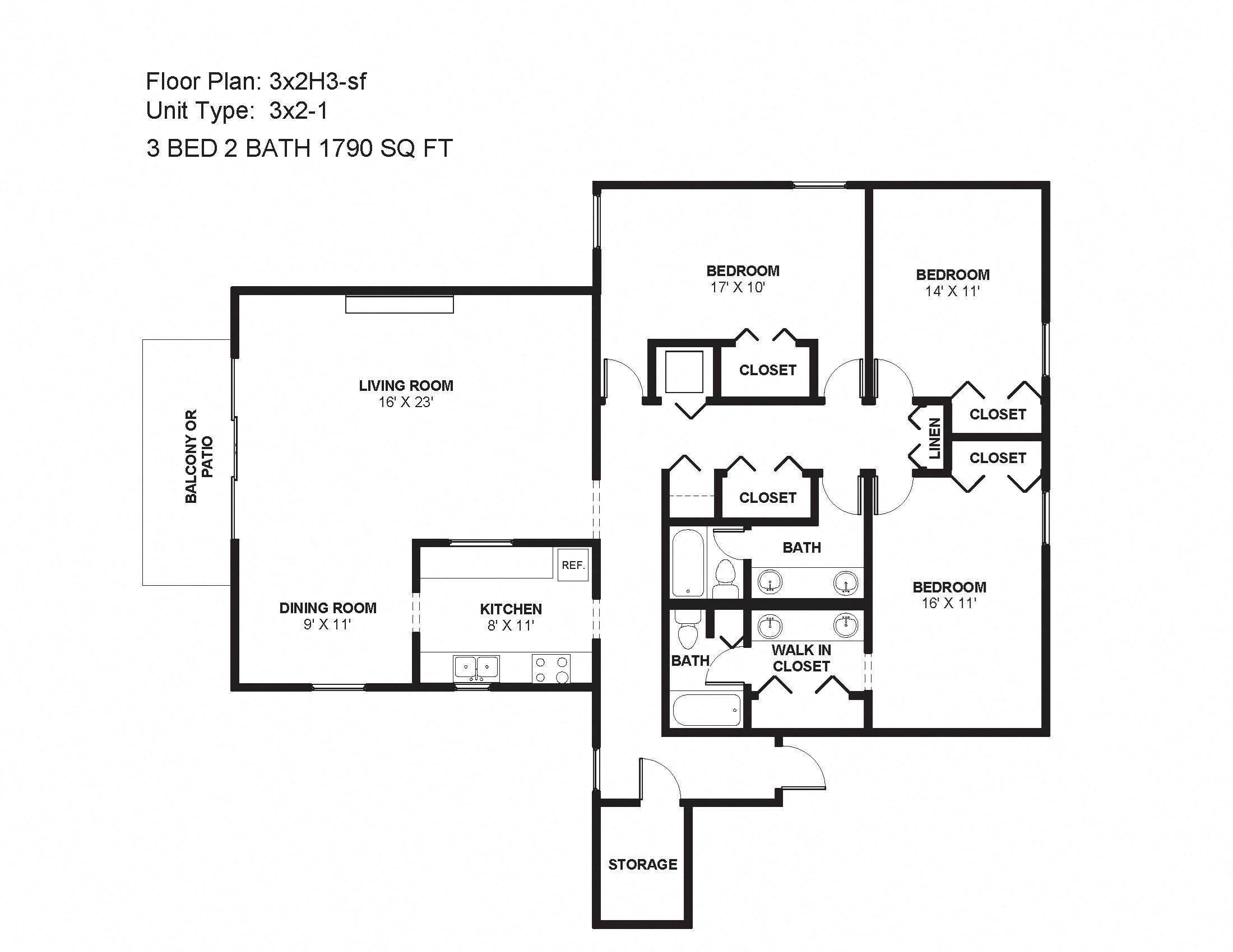 3x2H3-sf Floor Plan 36