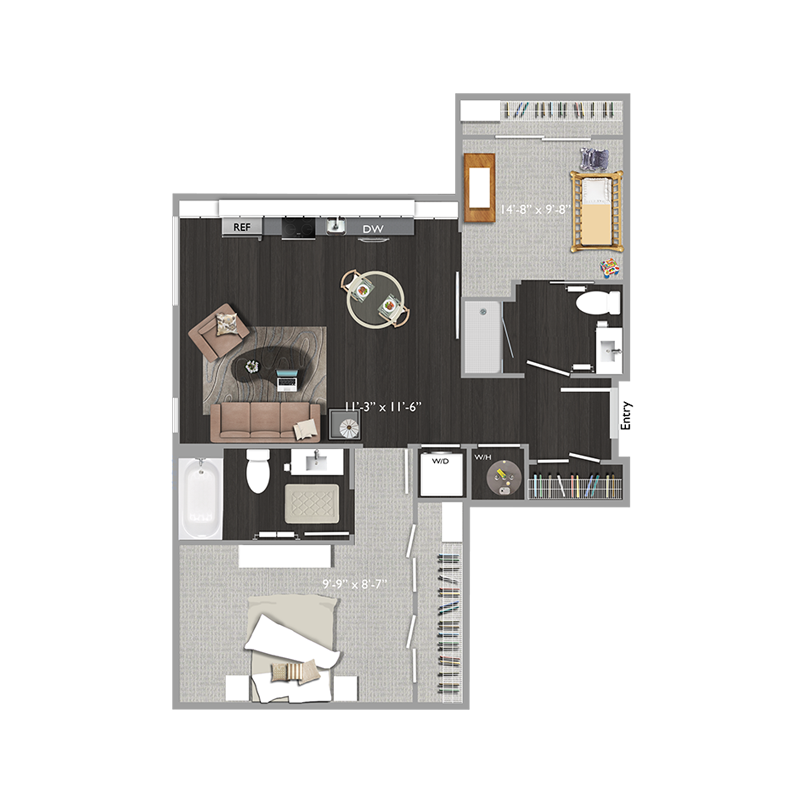 2 bed 2 bath C3 Floor Plan at The Edison at Union Market, Washington, Washington