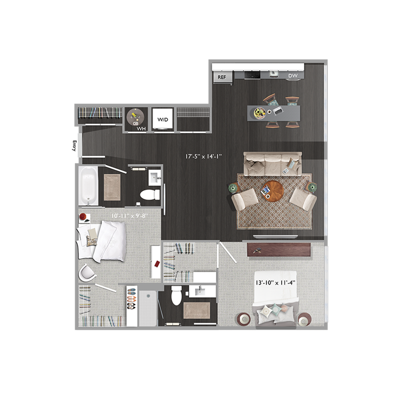 2 bed 2 bath C6 Floor Plan at The Edison at Union Market, Washington, 20002