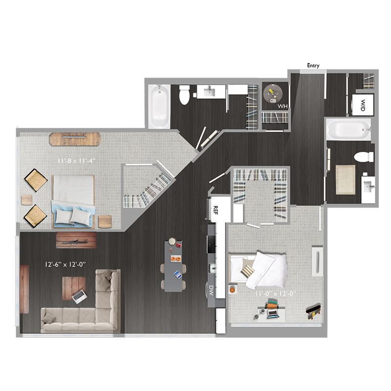 2 bed 2 bath D10 Floor Plan at The Edison at Union Market, Washington, Washington