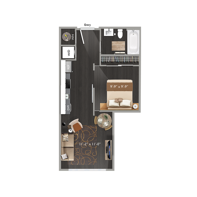 1 bed 1 bath S1 Floor Plan at The Edison at Union Market, Washington, Washington