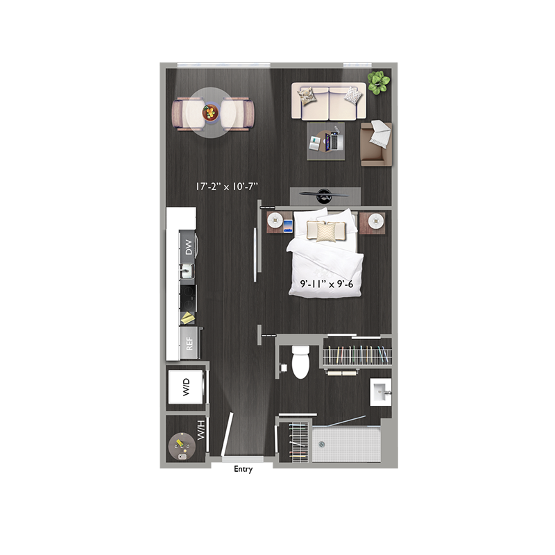 1 bed 1 bath S4 Floor Plan at The Edison at Union Market, Washington