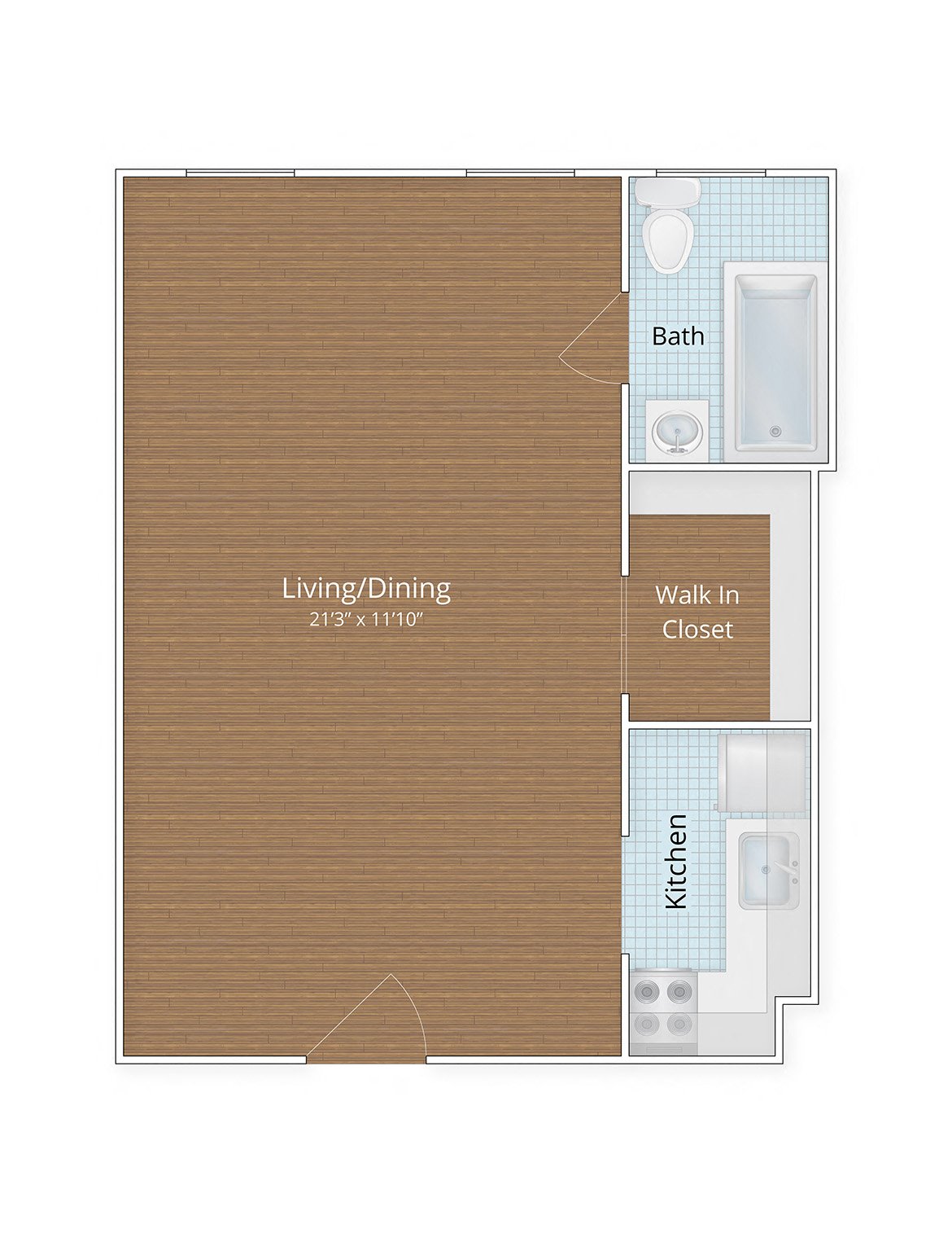 studio floor plan at Highview and Castle Manor, Washington