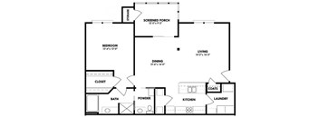 1x1 with screen porch