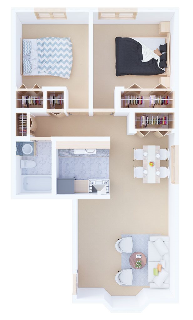 Two Bedroom End Floor Plan 5