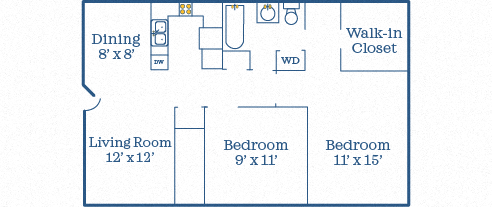 Windmill 2BR/1BA 820 SF