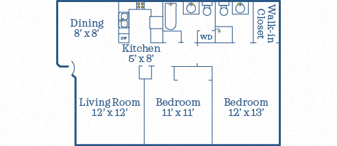 Windmill 2BR/2BA 936 SF