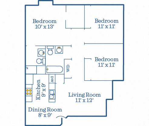 Richmond 3BR/2BA 1078 SF