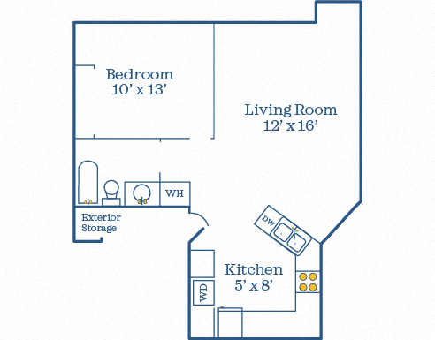 Cunningham 1BR 1BA 595 sf