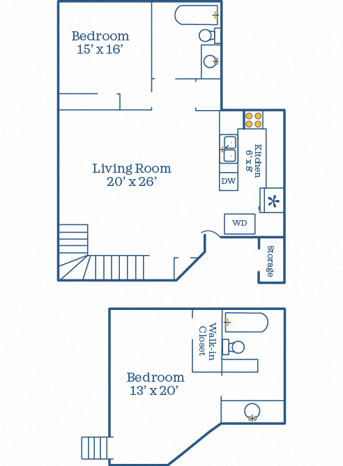 Cunningham 2BR/2BA Loft 920 SF