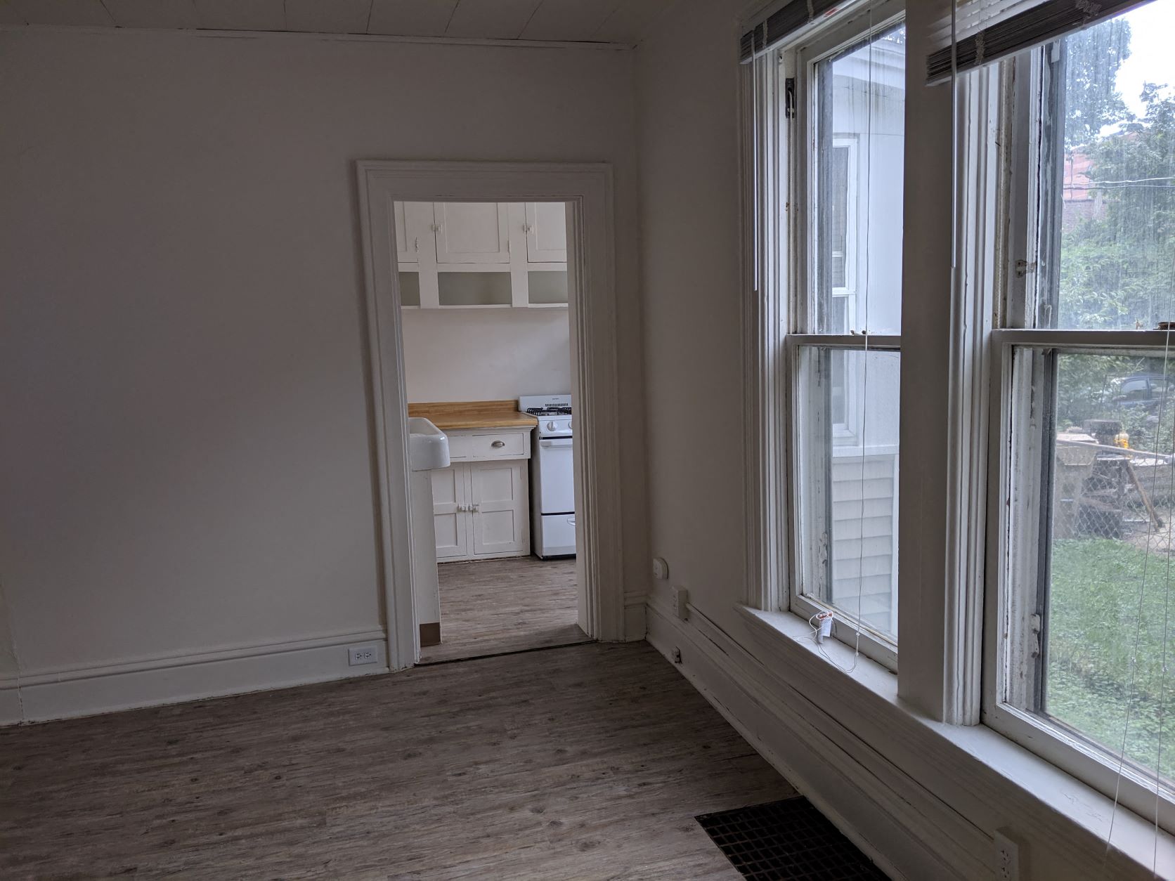 a view of the kitchen from the living room