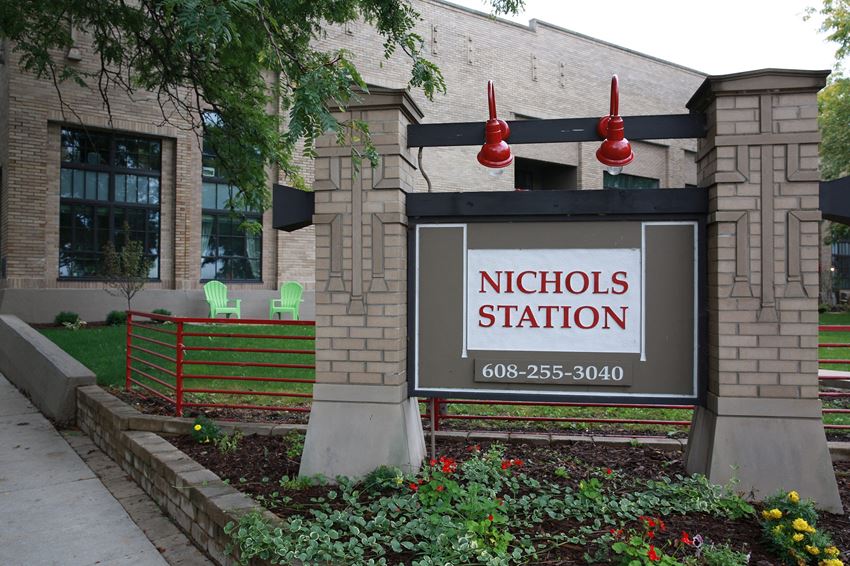 the sign outside of the nichols station building
