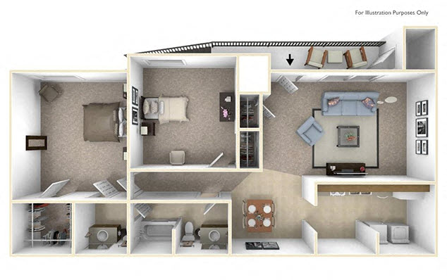The Cedar Floor Plan at Cary Pines Apartments and Townhomes*, Cary, NC
