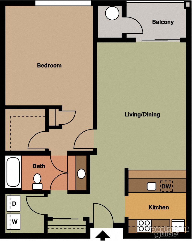 One Bedroom, One Bathroom Syle #1