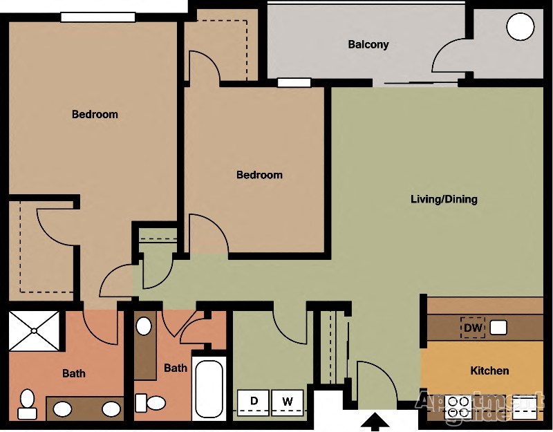 Two Bedroom, Two Bath Style #2