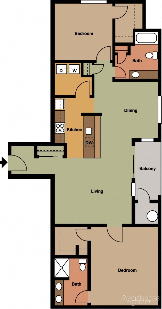 Two Bedroom, Two Bath Style #3