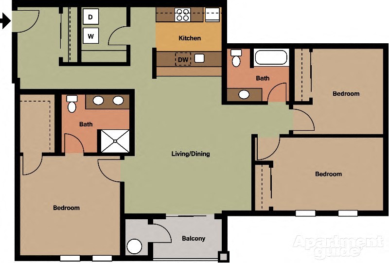 Three Bedroom, Two Bath