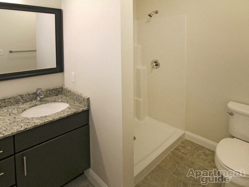 a bathroom with a sink toilet and a shower