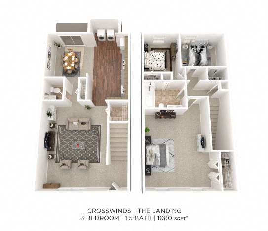 Three Bedroom 1.5 Bath Townhome - 1,080 sqft