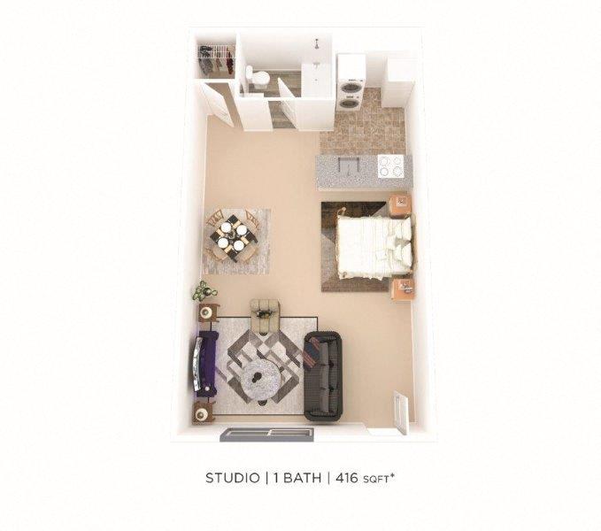 Studio - 420 sqft