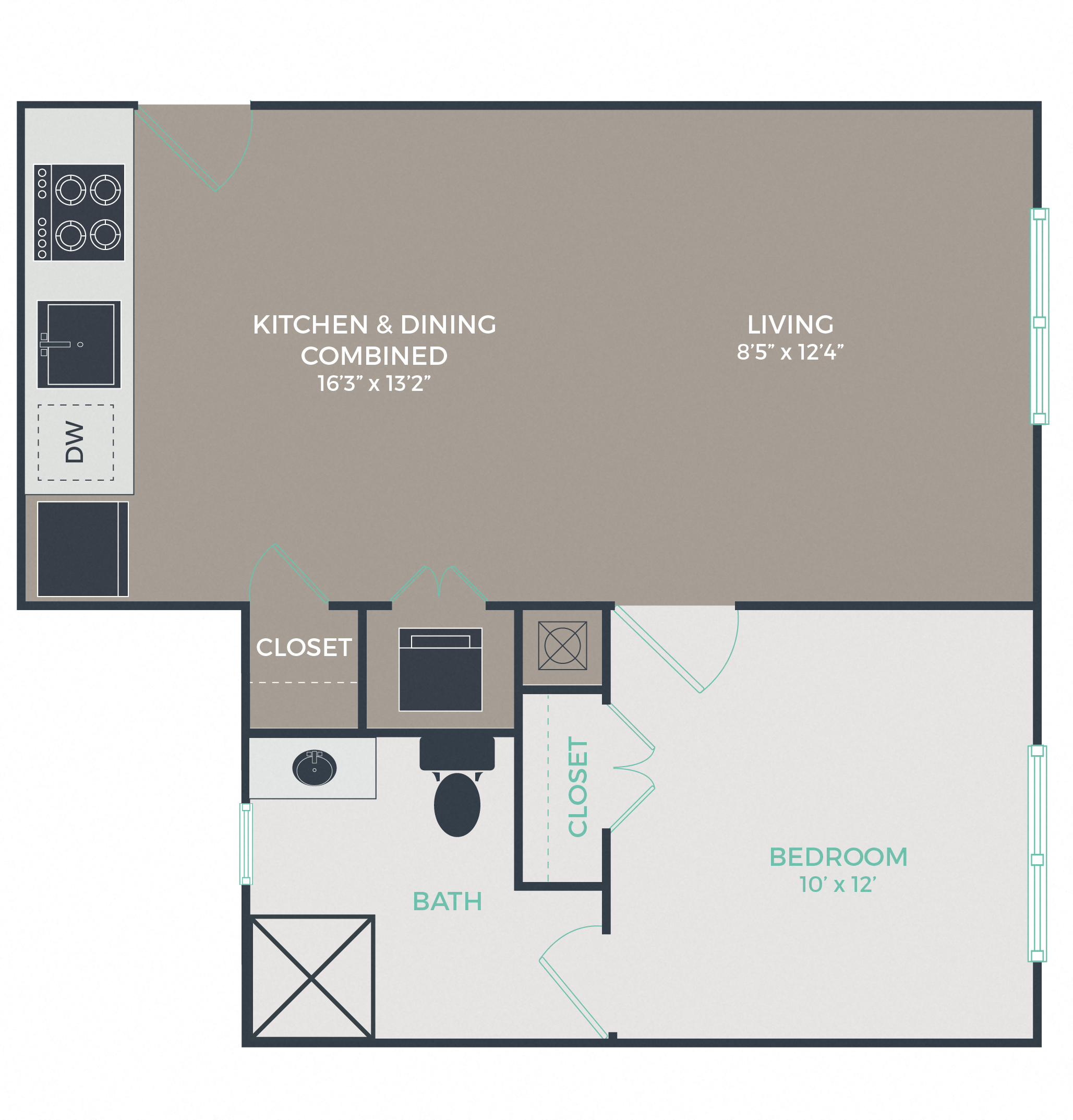 A1_1B1B_590 Floor Plan at Link Apartments® Mixson, North Charleston, SC