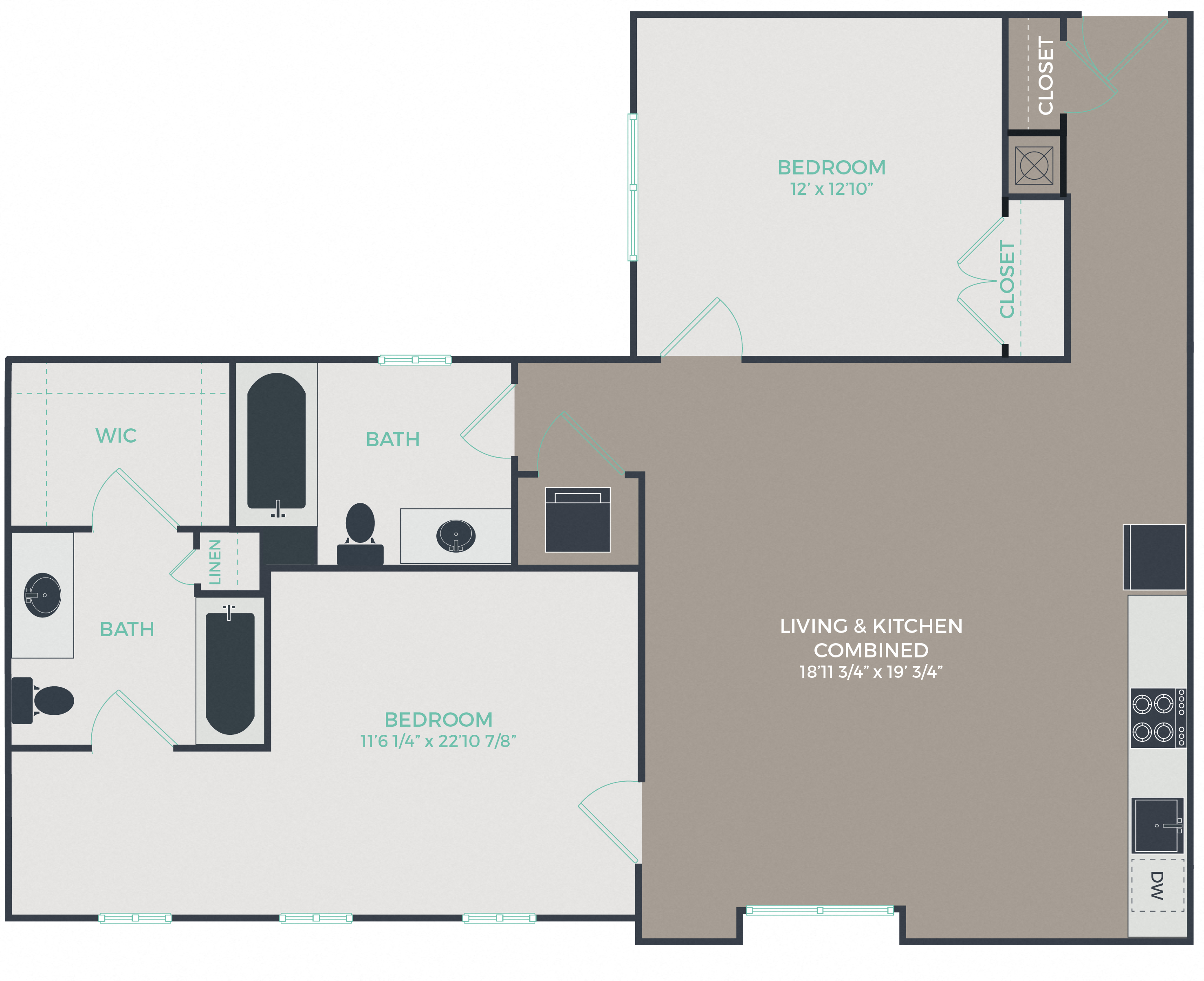 B3-B_2B2B_1106 Floor Plan at Link Apartments® Mixson, North Charleston, 29405