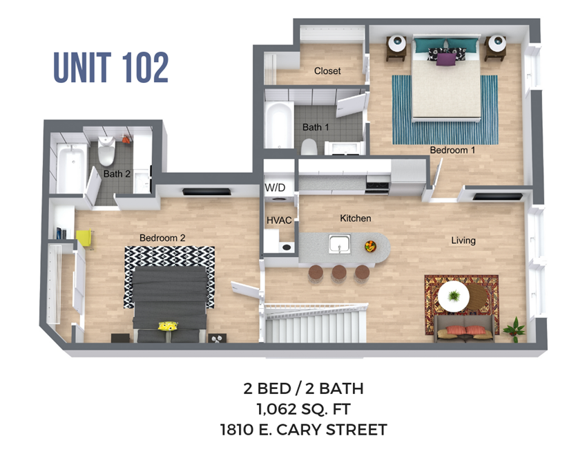 Two Bedroom (Overview - River Side)