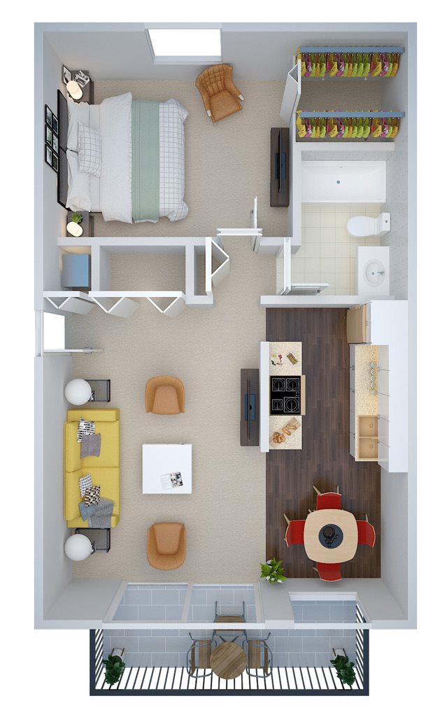 One Bedroom Delux Floor Plan 2