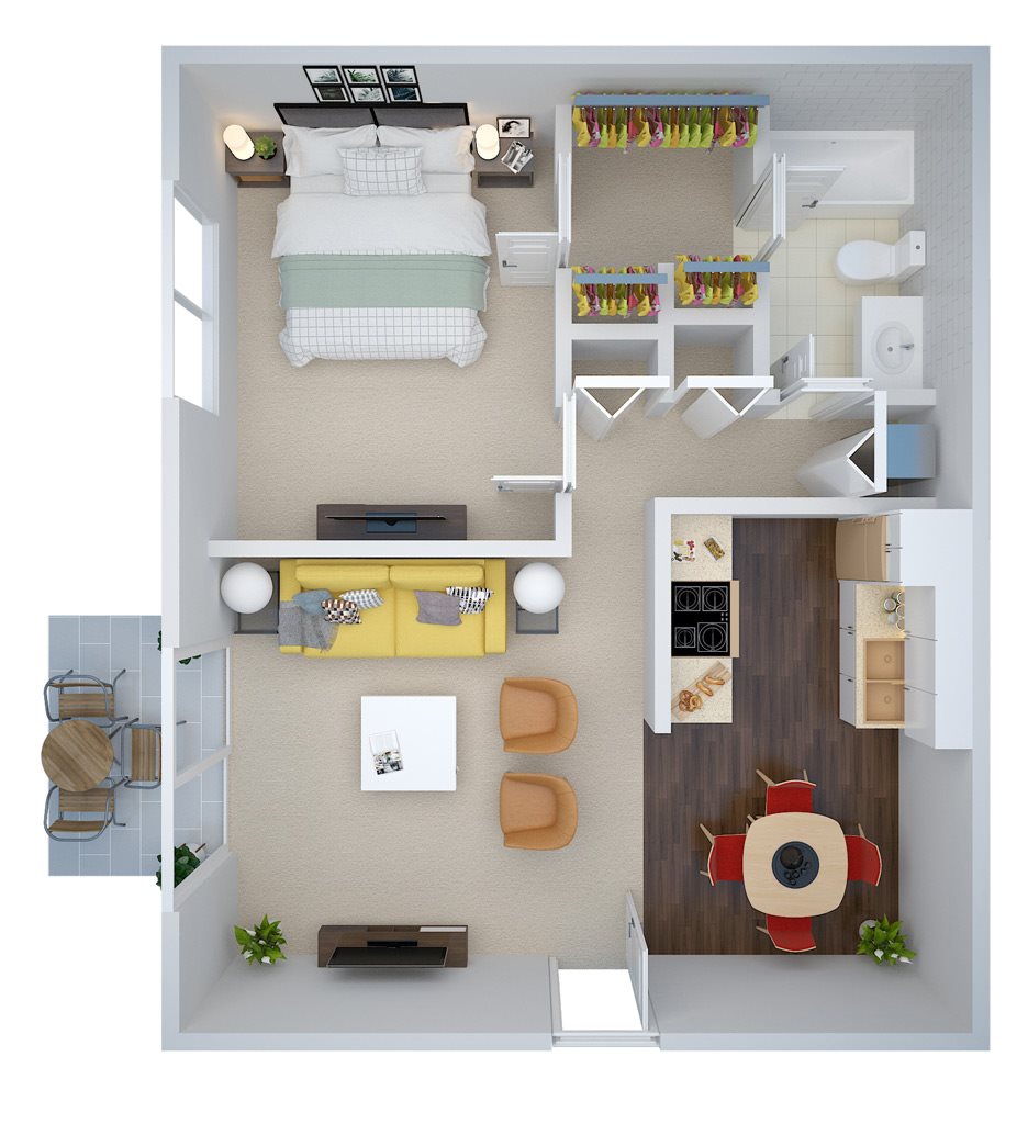 One Bedroom Floor Plan 1