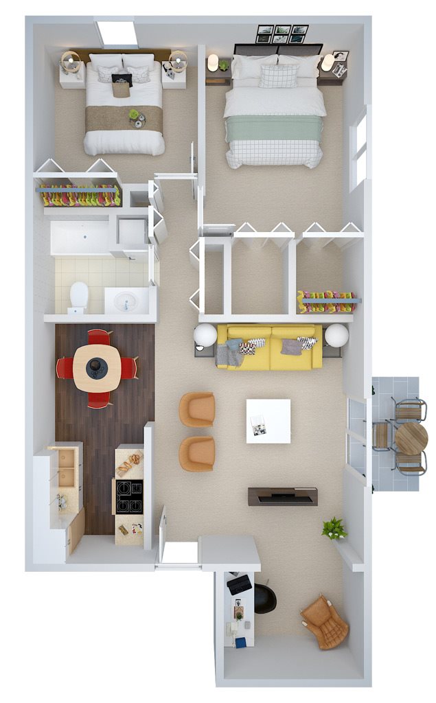 Two Bedroom w/ Study Floor Plan 5