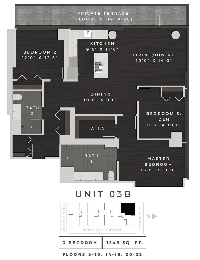 Three Bedroom 03B Floor Plan 16