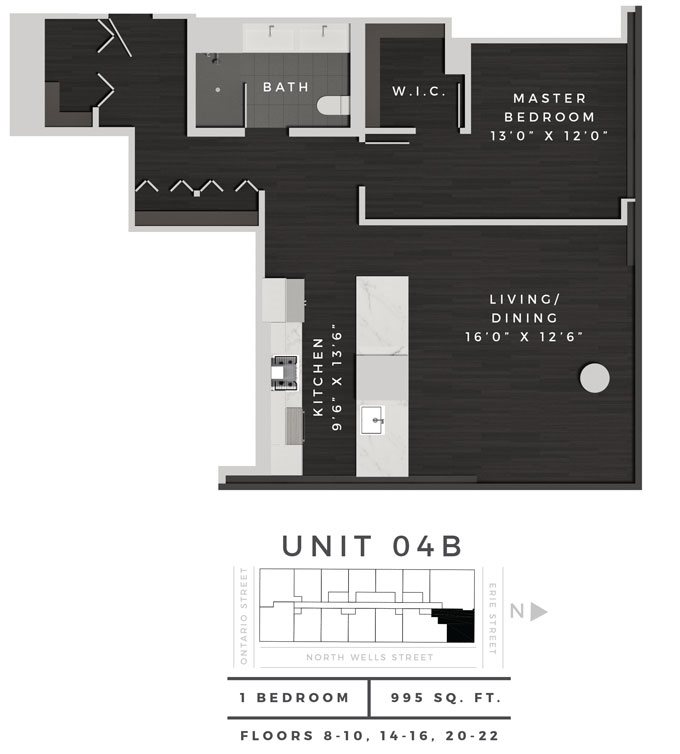 One Bedroom Den 04B Floor Plan 8