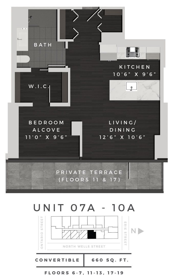 Junior One Bedroom 07A - 10A Floor Plan 3