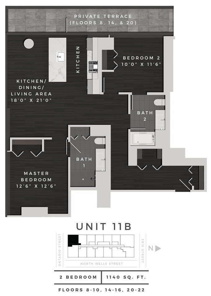Two Bedroom 11B Floor Plan 14