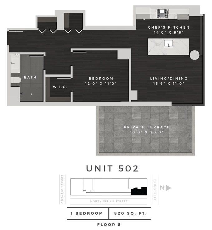 One Bedroom 502 Floor Plan 17