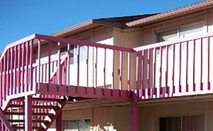 Balcony stairs and landscaping