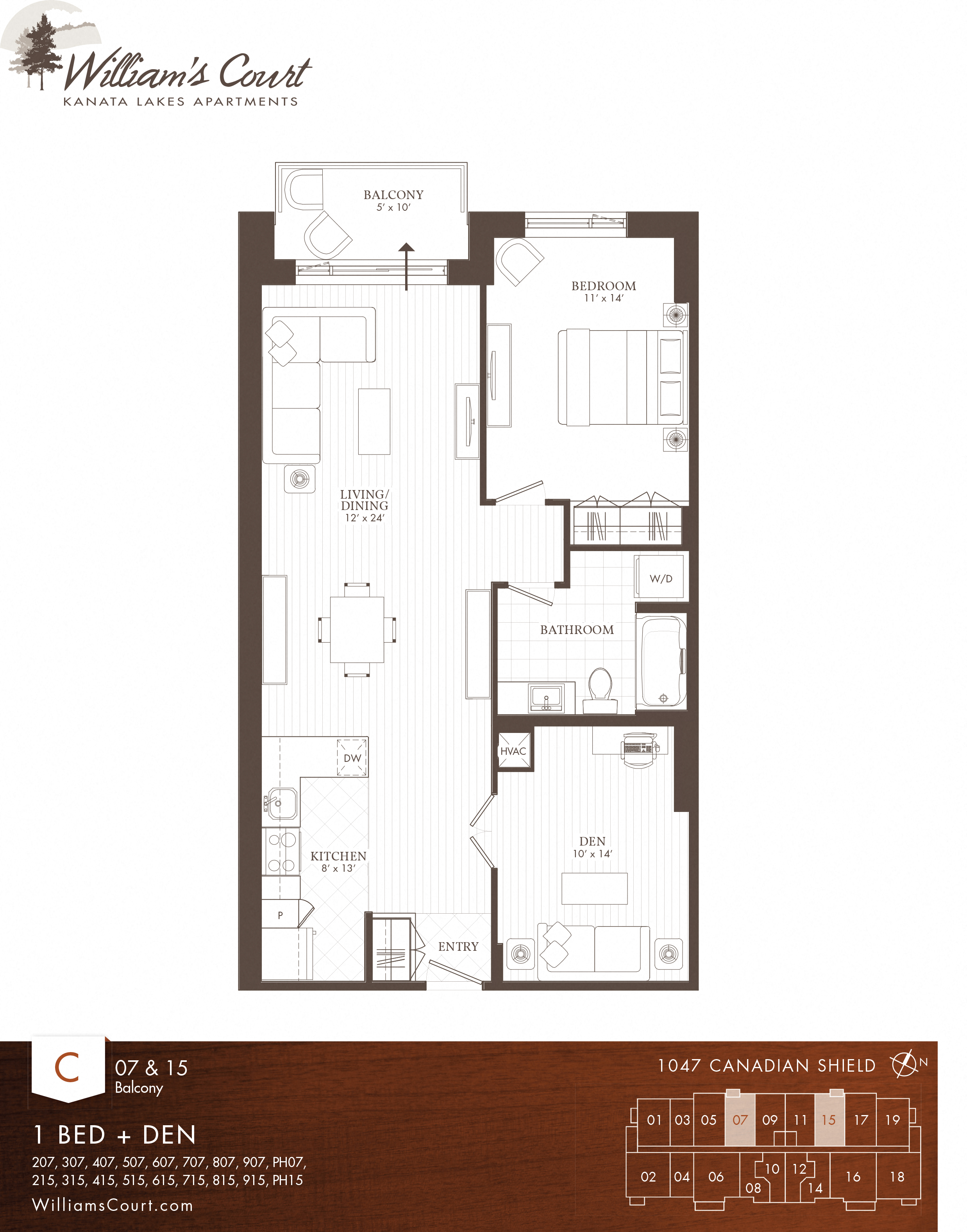 Willam's Court C - 1 Bedroom + Den