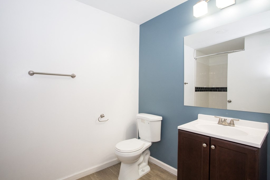 a bathroom with a toilet and a sink and a mirror