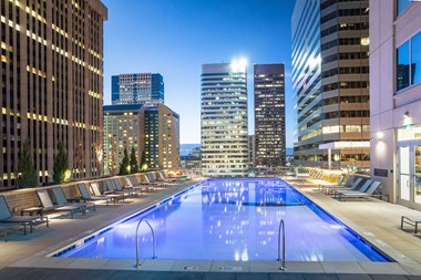 best-in-class community amenities including an 8th floor glass-sided sky pool and amenity deck